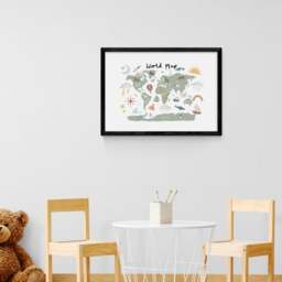 East End Prints World Map in Green Print - thumbnail 1
