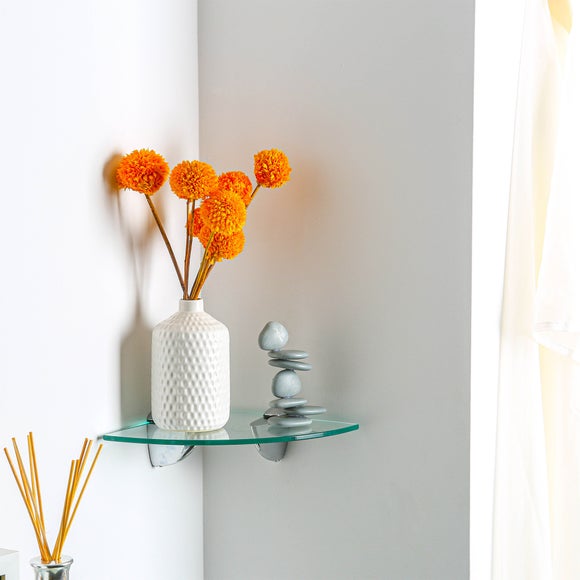 Set of 3 Harbour Housewares Glass Corner Shelves, 20cm - image 1