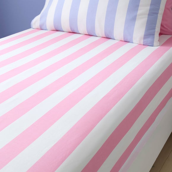 Set of 2 Bold Stripe Cotton Fitted Bed Sheets - image 1
