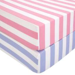 Set of 2 Bold Stripe Cotton Fitted Bed Sheets - thumbnail 3