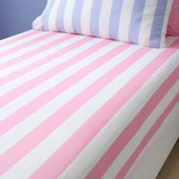 Set of 2 Bold Stripe Cotton Fitted Bed Sheets - thumbnail 1