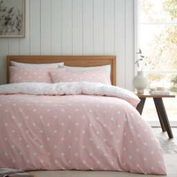 Catherine Lansfield Polka Dot 100% Brushed Cotton Duvet Cover & Pillowcase Set - thumbnail 1