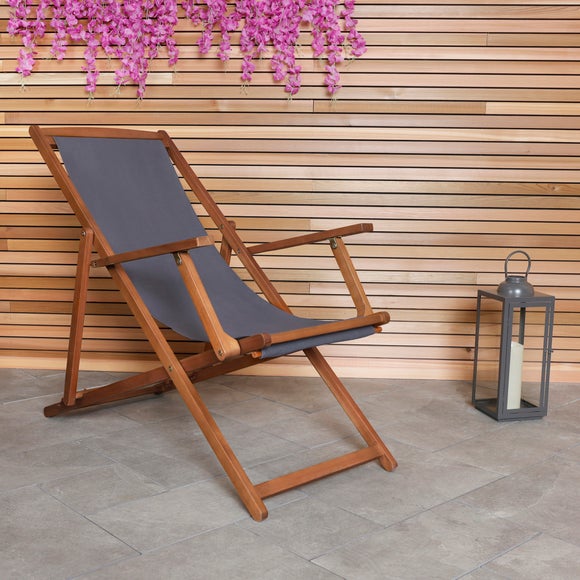 Eucalyptus Grey Wooden Deck Chair - image 1