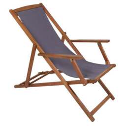 Eucalyptus Grey Wooden Deck Chair - thumbnail 2