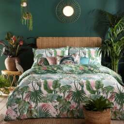 furn. Amazonia Jade Floral Reversible Duvet Cover and Pillowcase Set - thumbnail 3