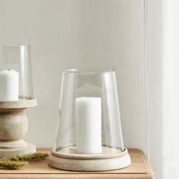 Churchgate Wood Glass Hurricane Candle Holder - thumbnail 1