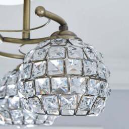 Bergen Crystal Antique Brass 3 Light Semi Flush Ceiling Light - thumbnail 3