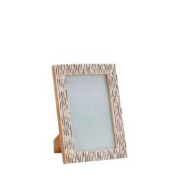 Hestia White Striped Bone Effect Photo Frame - thumbnail 1