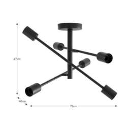Elements Koppla 6 Light Semi Flush Ceiling Light - thumbnail 6