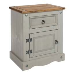 Corona 1 Drawer & 1 Door Bedside Table, Grey & Pine