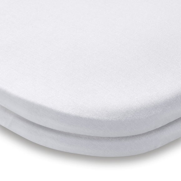 Pack of 2 White 100% Cotton Jersey Fitted Crib Sheets