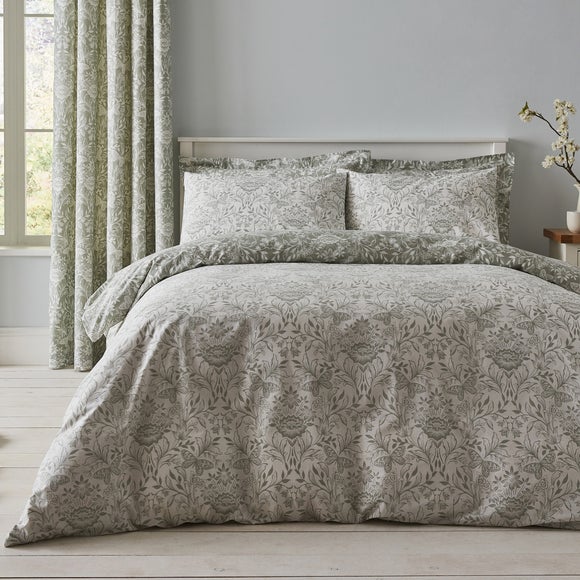 Evesham 100% Cotton Green Duvet Cover and Pillowcase Set - image 1