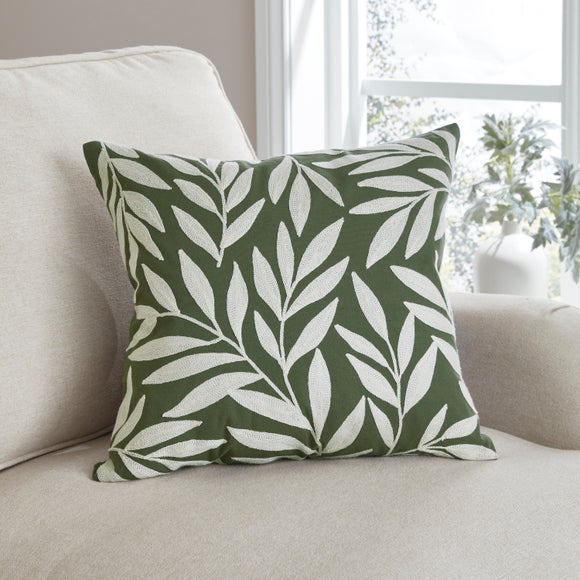 Crewelwork Leaf Square Cushion Cover - image 1