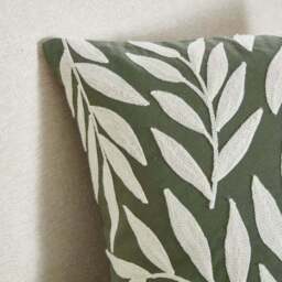 Crewelwork Leaf Square Cushion Cover - thumbnail 2