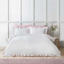 Catherine Lansfield So Soft Mono Frill Duvet Cover & Pillowcase Set - thumbnail 1