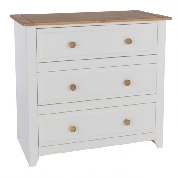 Capri 3 Drawer Chest, White & Pine - image 1
