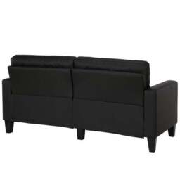 Rylie Faux Leather Sofa, Black - thumbnail 4