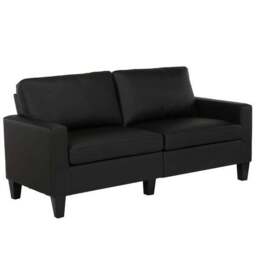 Rylie Faux Leather Sofa, Black - thumbnail 2