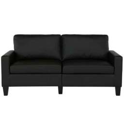 Rylie Faux Leather Sofa, Black - thumbnail 3