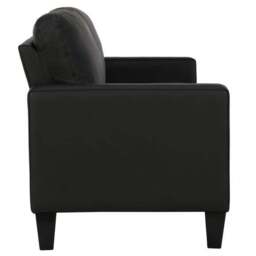 Rylie Faux Leather Sofa, Black - thumbnail 5