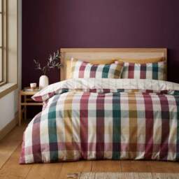 Catherine Lansfield Autumn Check Duvet Cover and Pillowcase Set - thumbnail 2