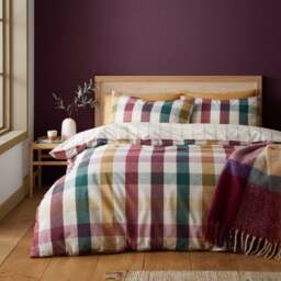 Catherine Lansfield Autumn Check Duvet Cover and Pillowcase Set - thumbnail 1