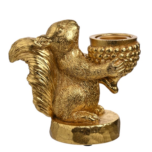 Hestia Gold Squirrel Candlestick Holder