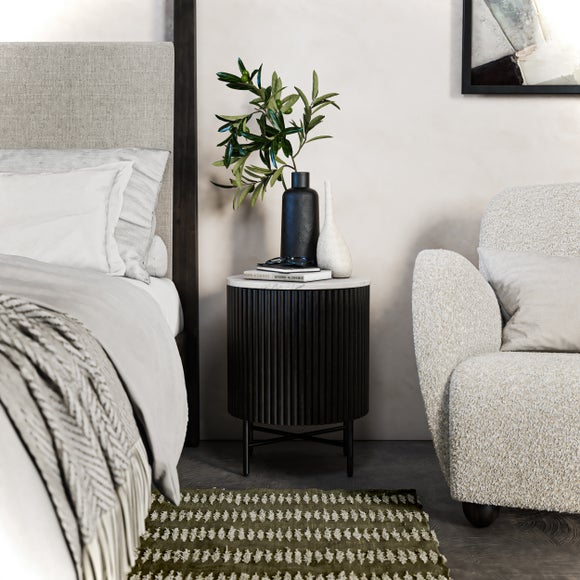 Kiera Bedside Table, Mango Wood & Real Marble - image 1