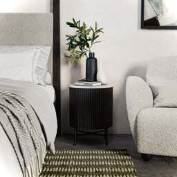 Kiera Bedside Table, Mango Wood & Real Marble - thumbnail 1