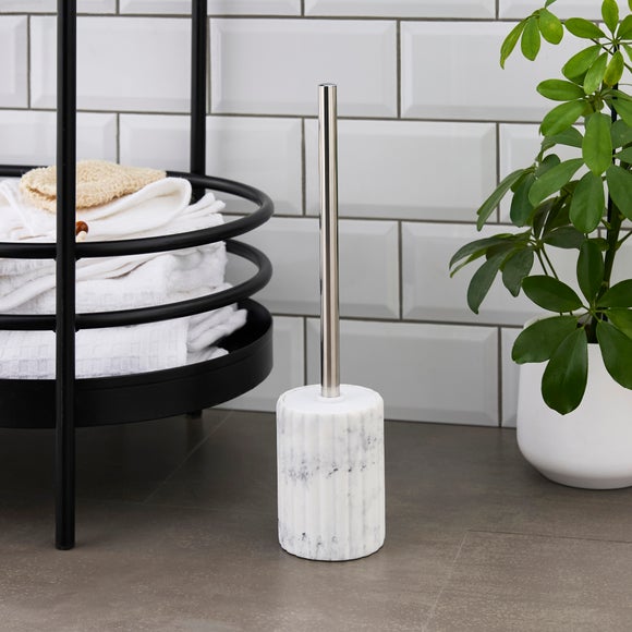 Marble Effect Ribbed Resin Toilet Brush - image 1