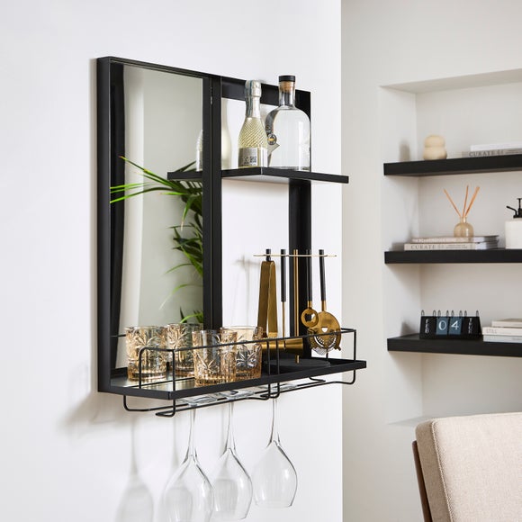 Rectangle Cocktail Bar Shelves with Mirror - image 1