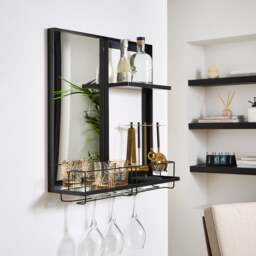 Rectangle Cocktail Bar Shelves with Mirror - thumbnail 1