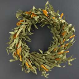 Artificial Mustard & Green Autumnal Wreath - thumbnail 1