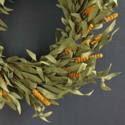 Artificial Mustard & Green Autumnal Wreath - thumbnail 2