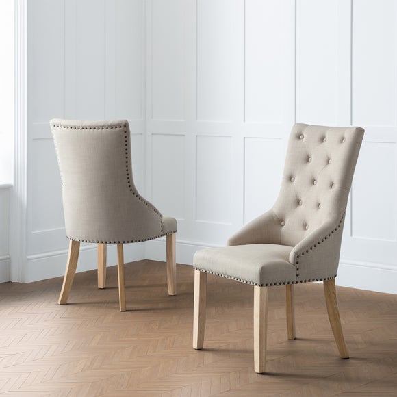 Loire Set Of 2 Button Back Dining Chairs, Linen - image 1