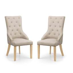 Loire Set Of 2 Button Back Dining Chairs, Linen - thumbnail 3