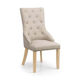 Loire Set Of 2 Button Back Dining Chairs, Linen - thumbnail 4