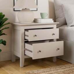 Lynton 2 Drawer Wide Tall Bedside Table - thumbnail 2