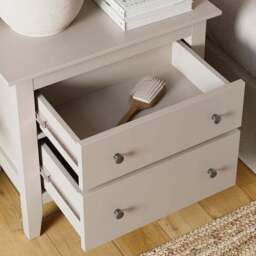Lynton 2 Drawer Wide Tall Bedside Table - thumbnail 3