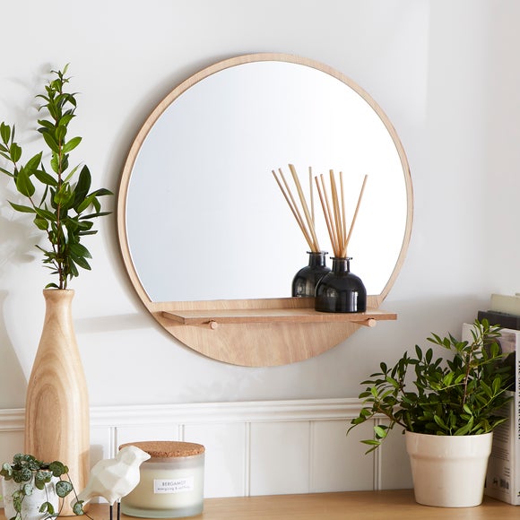 Round Wall Mirror with Shelf - image 1