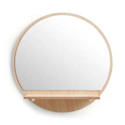 Wooden Round Wall Mirror with Shelf - thumbnail 3