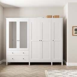 Lynton 5 Door Wardrobe, White - thumbnail 1