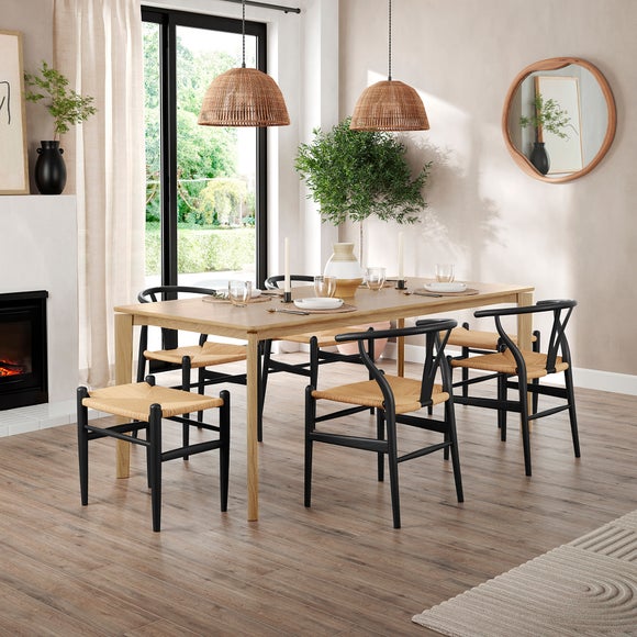 Hudson 6-8 Seater Rectangular Extendable Dining Table, Oak by