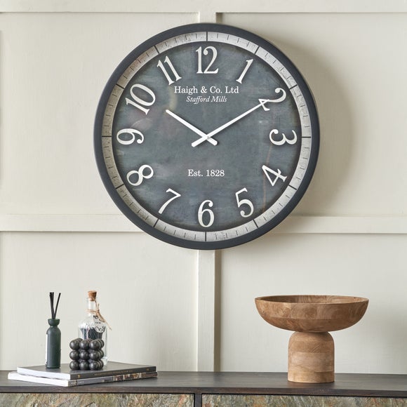 Weathered Wood Effect Round Wall Clock - image 1