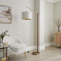 Hazelle Boucle Wooden Floor Lamp - thumbnail 1
