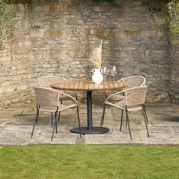 Pacific Lifestyle Dakota Natural Wheat Outdoor 4 Seater Dining Set - thumbnail 1
