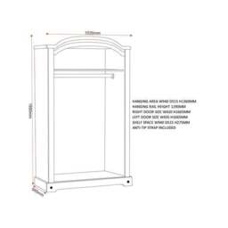 Corona Double Wardrobe, Pine - thumbnail 6