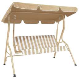 Striped 2 Seater Beige Swing Bench