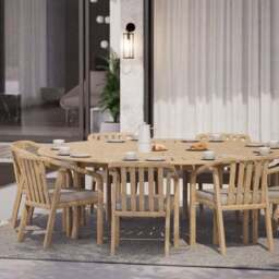 Maris 8 Seater Round Garden Dining Set With 8 Riven Chairs and Lazy Susan - thumbnail 4