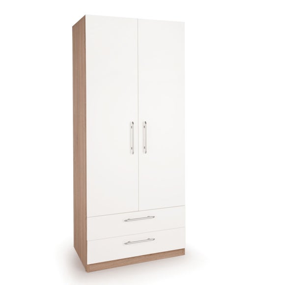 Hyde Double 2 Drawer Wardrobe, White - image 1